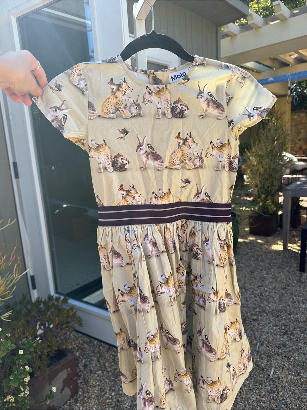 Molo Beige Bunny Print Skirt with Striped Waistband